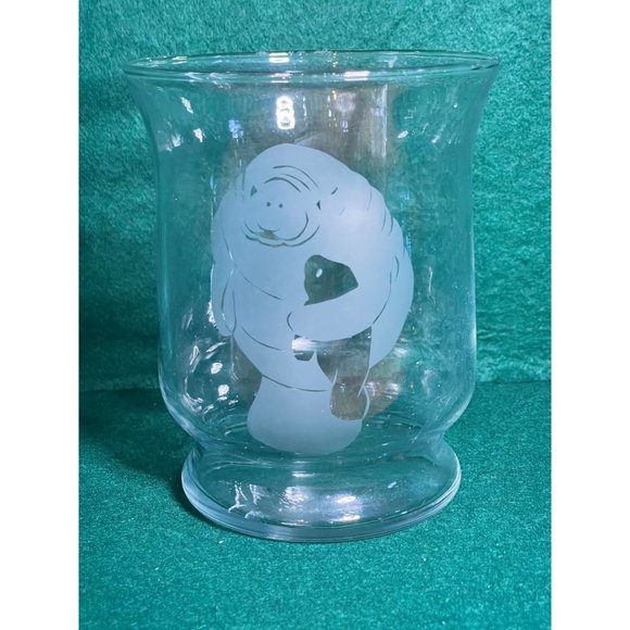 A Manatee Stemless Clear Glass w/ Frosted Image - Look Closely at Pics - Picture 3 of 8